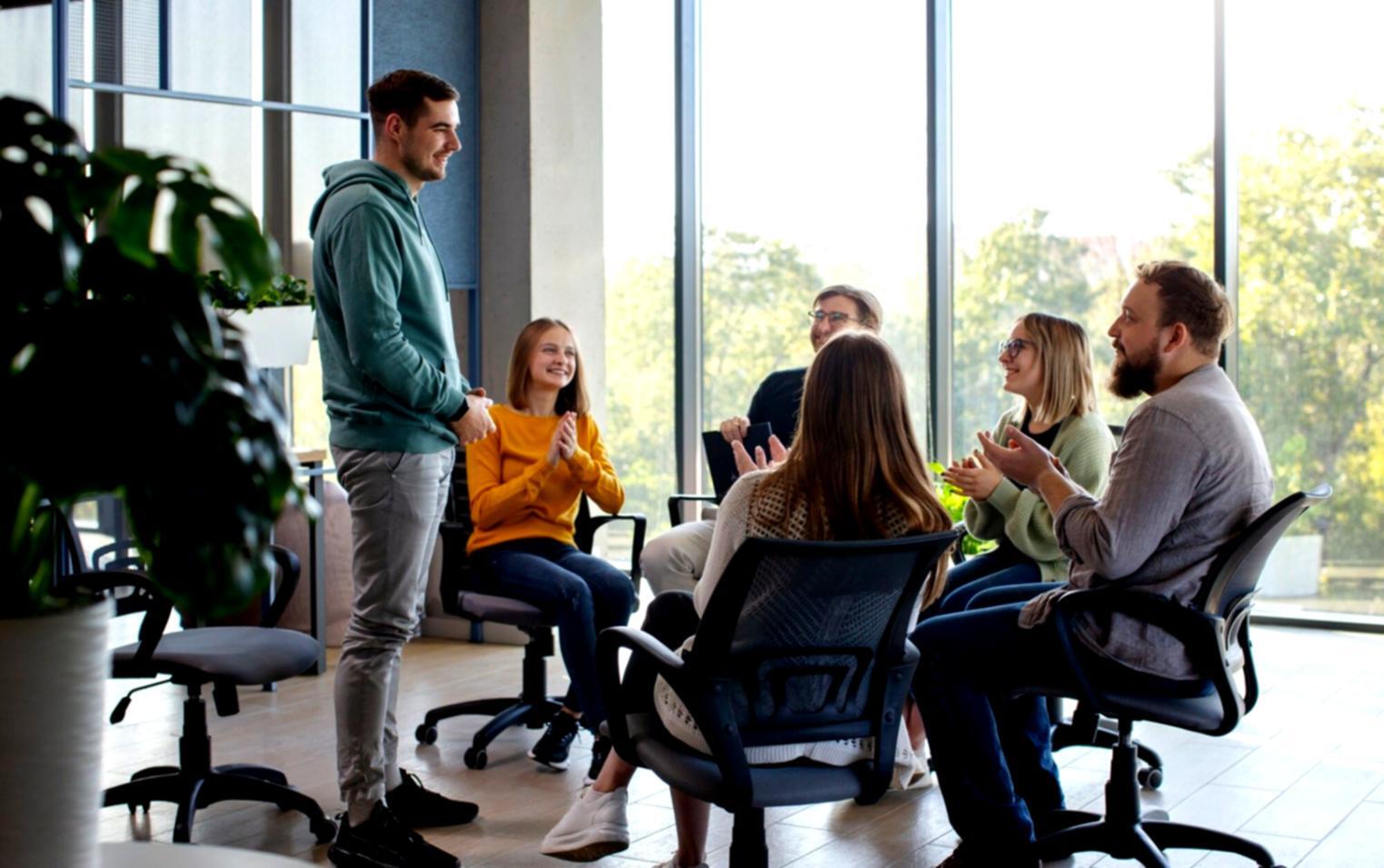 Business owners sharing success stories and learning experiences